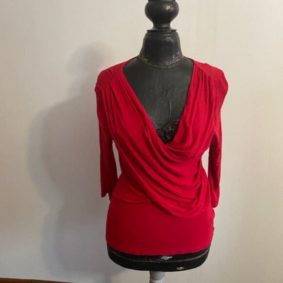 Philosphy Red Wrap 3/4 sleeves blouse, size M - Picture 1 of 3